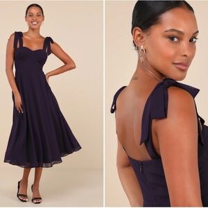 LULUS Sexy Prom Wedding Bridesmaid Sexy Classy Bustier Flowy Flirty Midi Dress